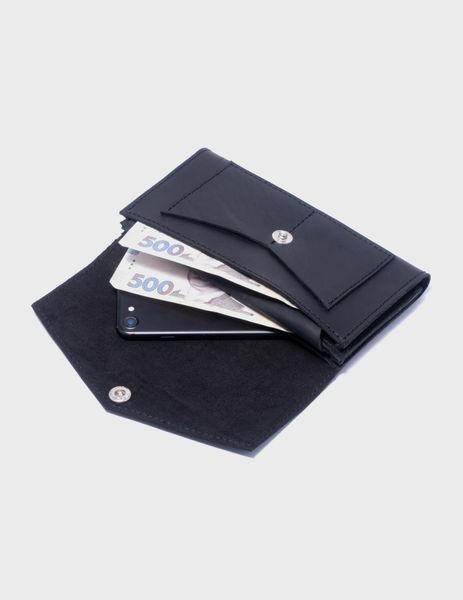 Жіночий шкіряний гаманець 17.0 Чорний Dekey  1.0 чорний крейзі фото